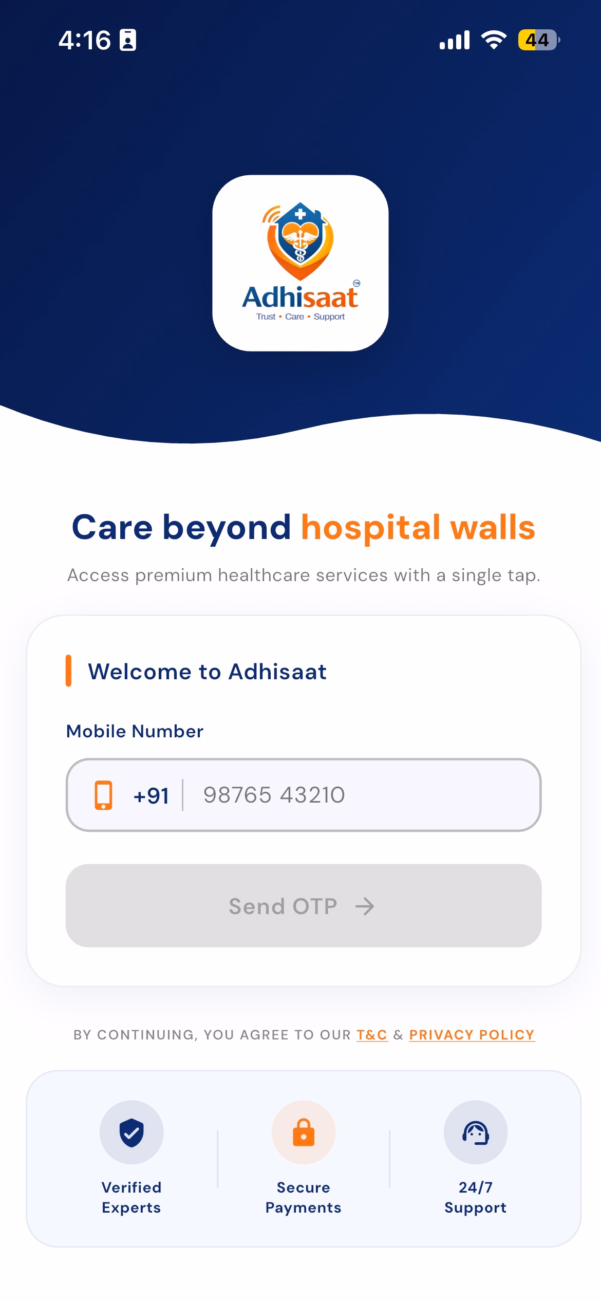 App Screen Welcome